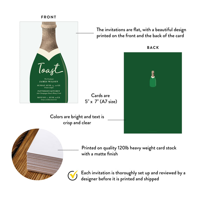 Personalized Champagne Bottle Graduation Party Invitation