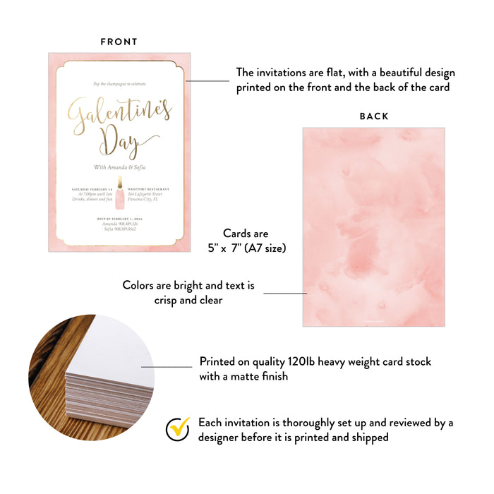 Galentine's Day Invitation Blush Pink Champagne Party