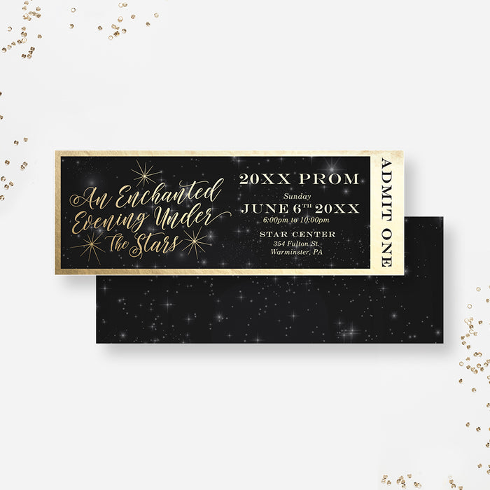 High School Prom Night Ticket, An Enchanted Evening Under the Stars Event Ticket Party Invitation, Starry Night Admission Ticket, Admit One