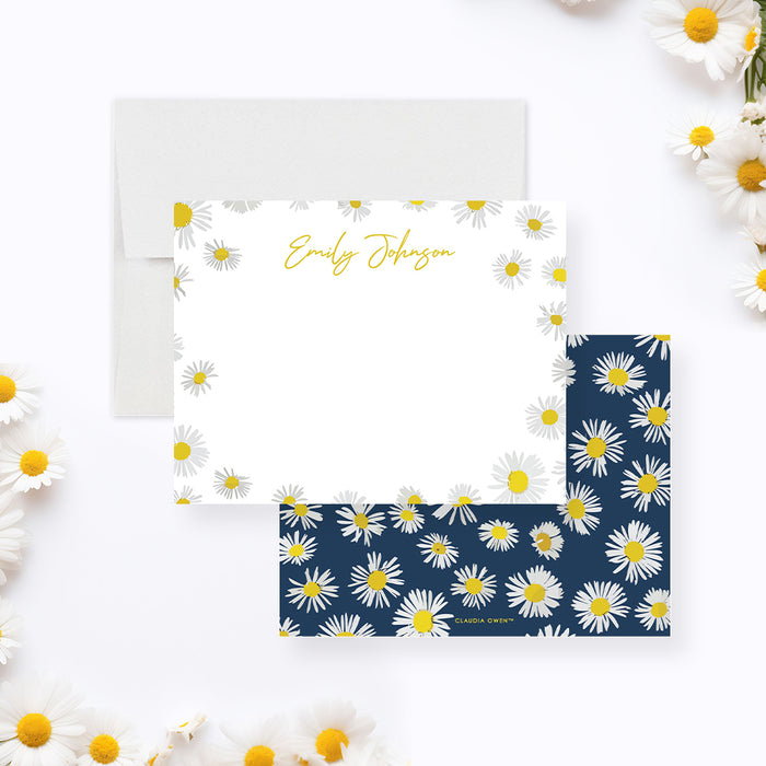 Daisy Note Card for Women, Floral Bridal Shower Thank You Card, Bohemian Stationery Card with Daisy Pattern, Cute Baby Shower Thank You Card