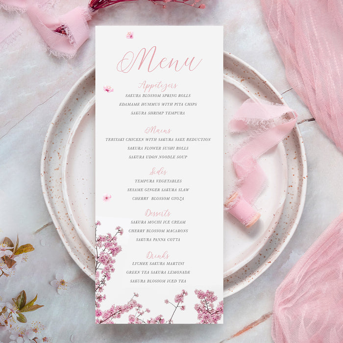 Cherry Blossom Invitation Card for Bridal Shower, Sakura Flower Invitation for Bride To Be in Pink, Floral Spring Bridal Shower Invites