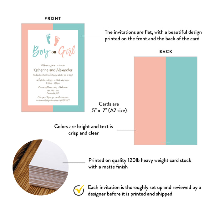 Personalized Gender Reveal Party Invitation in Pink and Blue