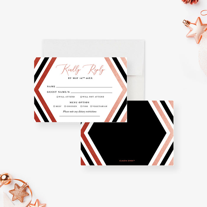 Rose Gold and Black Invitation Card for Trustee Event Party, Printed Invites for Business Meeting, Elegant Copper Invitation for Annual Client Appreciation Dinner