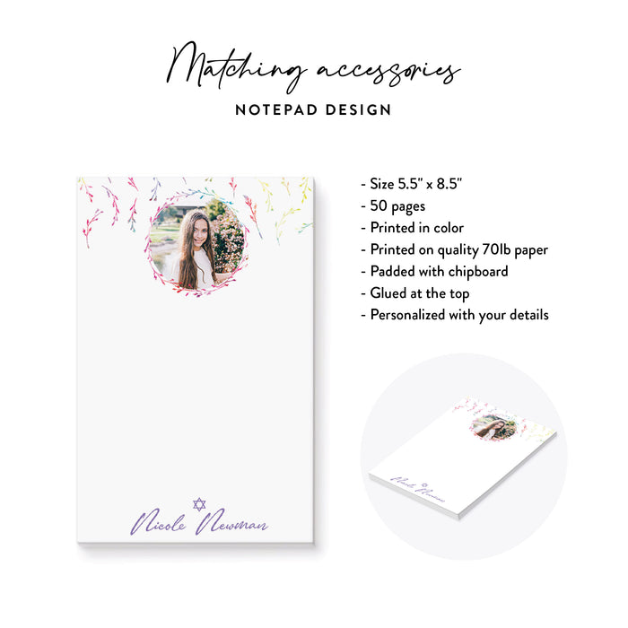 Personalized Colorful Watercolor Wildflower Bat Mitzvah Invitation