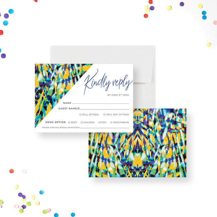 Its a Surprise Birthday Party Invitation Card, Colorful Invitation for 30th 40th 50th 60th 70th 80th 90th Birthday Celebration with Modern Abstract Pattern in Tropical Colors