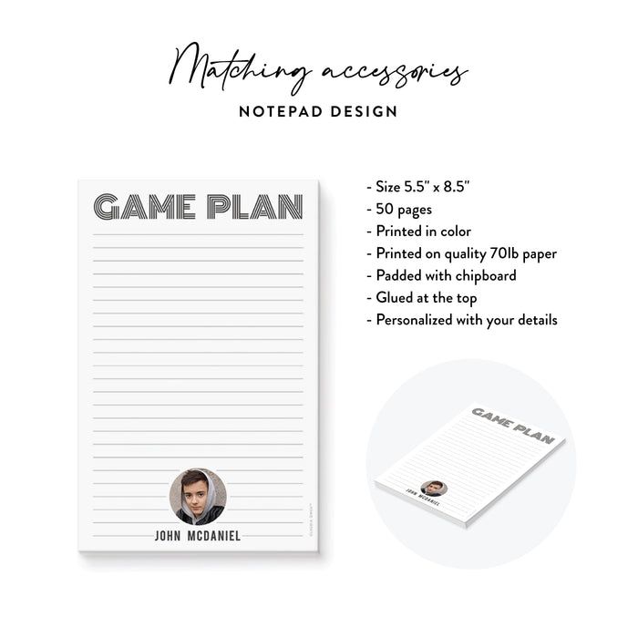 Personalized Game Plan Photo Notepad for Boys