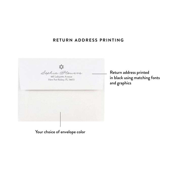 Blue Floral Bat Mitzvah Invitation with Star of David