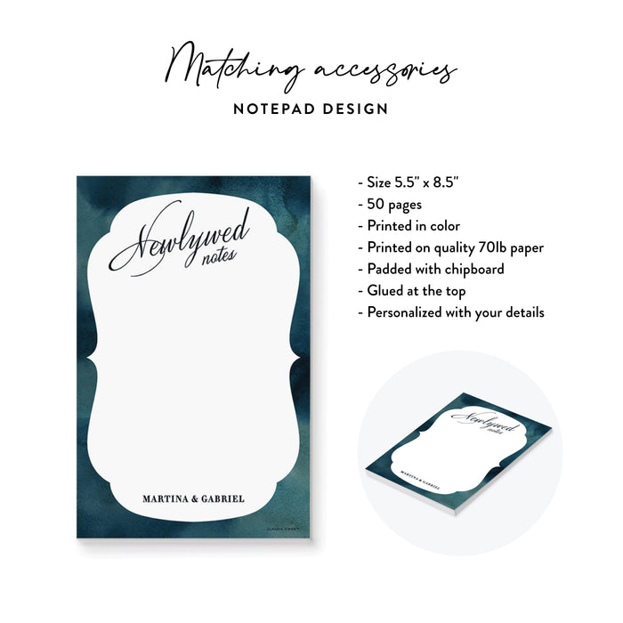 Personalized Watercolor Newlywed Notepad Wedding Gift