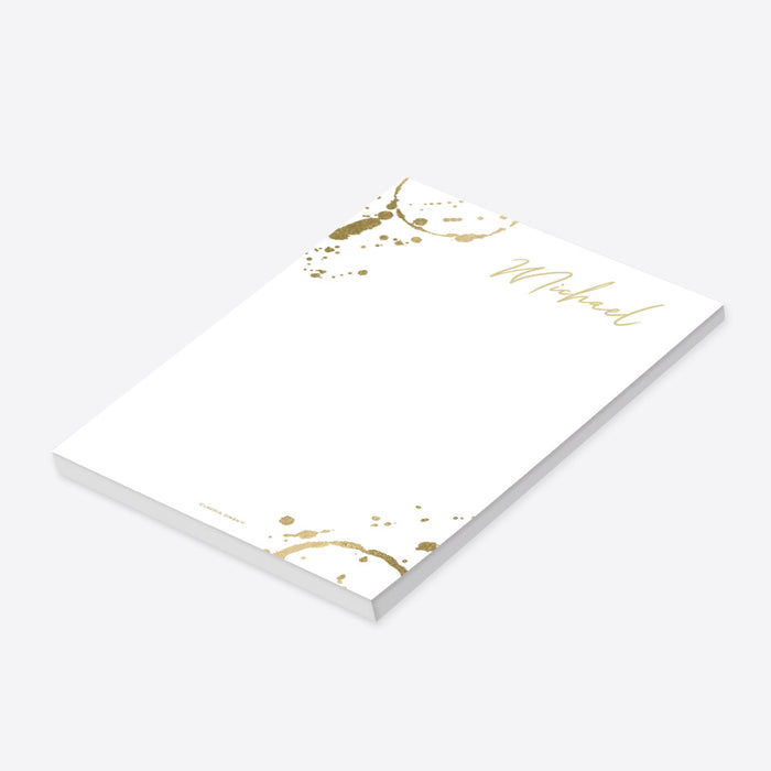 White and Gold Wine Tasting Notepad, Personalized Wine Gift, Wine Lover Writing Pad with Drink Rings, Wine Stationery for the Office, Gift for Wine Enthusiasts