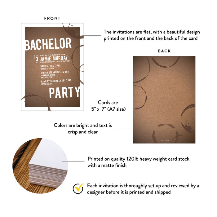 Bachelor Party Invitation Modern Stag Night Party Card