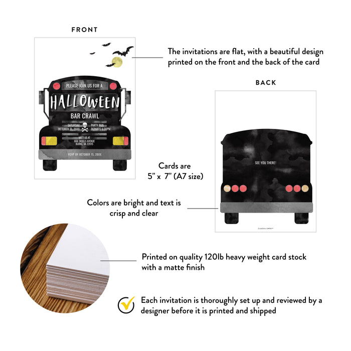 Halloween Bar Crawl Invitation Party Bus Adult Celebration