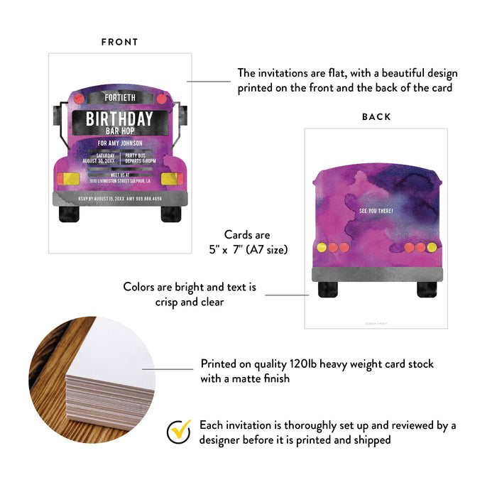 Party Bus Birthday Invitation Bar Hop Adult Birthday Invite