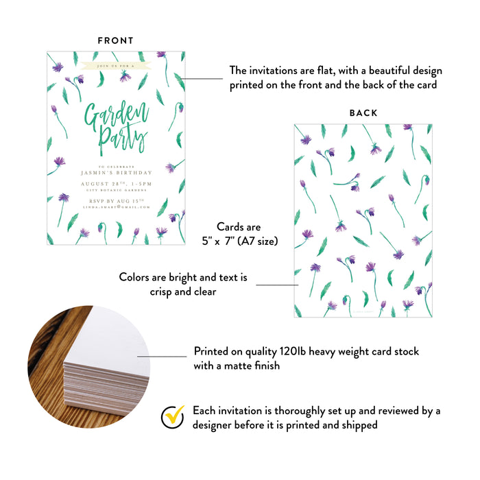 Garden Party Birthday Invitation Floral Birthday Invite