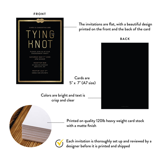 Tying the Knot Engagement Party Invitation Black Elegant Invite
