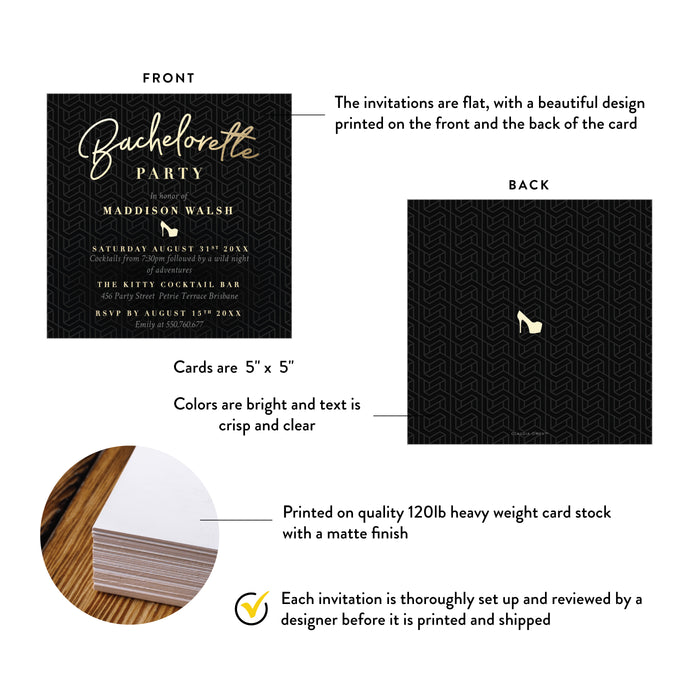Bachelorette Party Invitation Black Elegant Girls Night Invite