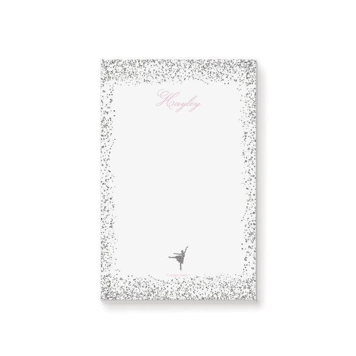 Ballerina Birthday Notepad in Silver and Pink, Cute Ballet Dancer Notepad, Custom Gift for Little Ballerinas, Gifts for Ballet Dancers, Ballet Teacher Gifts, Tutu Two Notepad