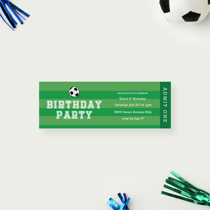 Ticket Invitation for Soccer Kids Birthday Party, Personalized Soccer Ticket Invites for Boys Birthday Bash, 4th 5th 6th 7th 8th 9th 10th Sports Themed Tickets