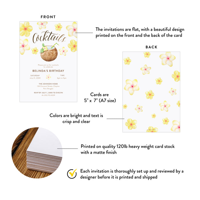Tropical Cocktail Party Invitation Floral Summer Birthday Invite