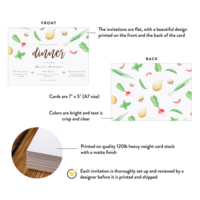Dinner Party Invitation Vegetable Theme Cooking Birthday Invite