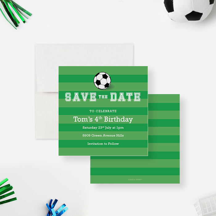 Save the Date Card for Football Theme Birthday Party, 4th 5th 6th 7th 8th 9th 10th Sports Save the Dates, Soccer Save the Date for Boys Birthday Bash