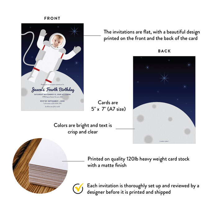 Personalized Astronaut Photo Birthday Invitation for Kids