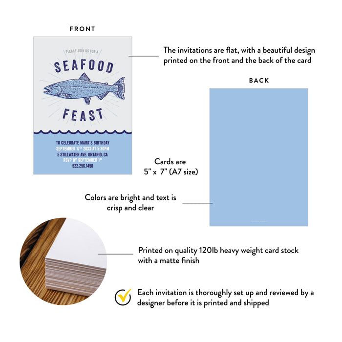 Seafood Feast Birthday Invitation Fish Fry Party Coastal Invite