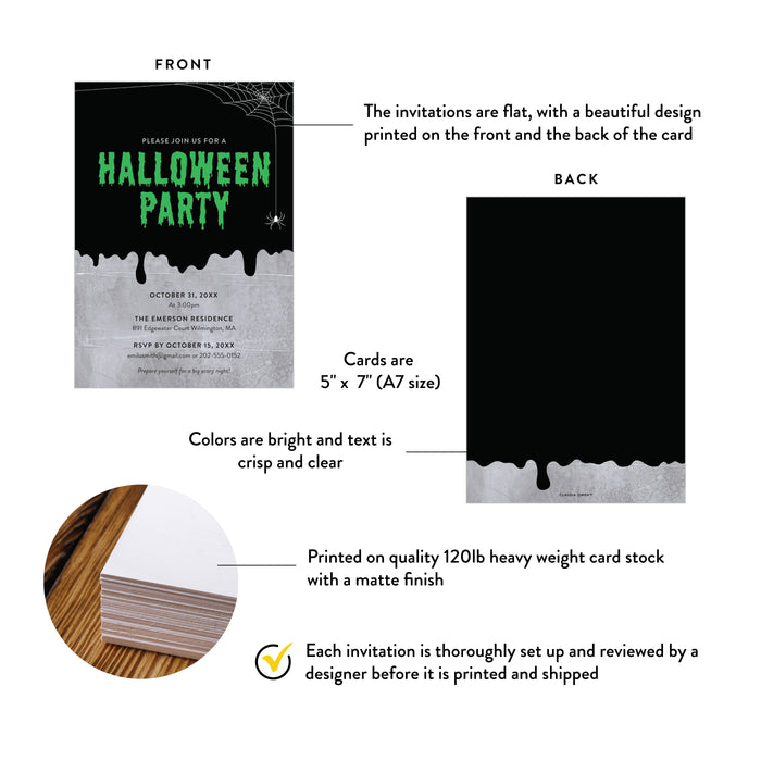Spooky Halloween Party Invitation with Spider Web Design