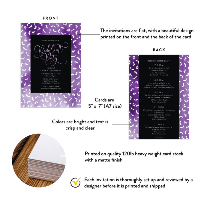 Purple Bachelorette Party Invitation Girls Night Invite