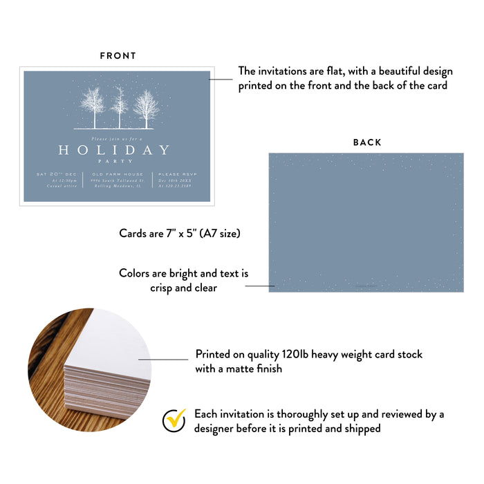Winter Holiday Party Invitation Snowy Tree Christmas Party Invitation