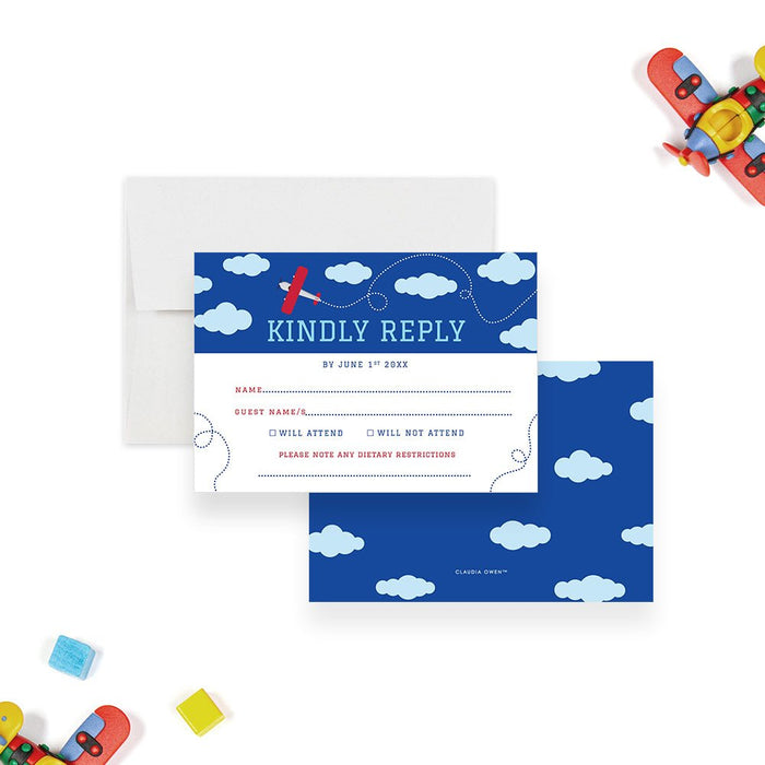 Airplane Themed Birthday Invitation Card, Time Flies Airplane Invitations for 1st 2nd 3rd 4th 5th 6th Plane Birthday Bash, Aviator Pilot Birthday Invites