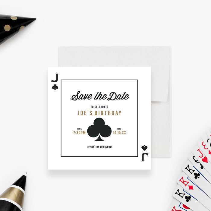 Casino Birthday Save the Date Card, Poker Party Save the Date, Game Night Save the Dates