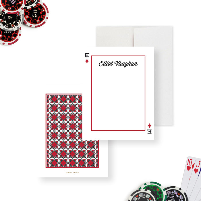 Diamond Playing Note Card, Casino-Themed Stationery Correspondence Card, Personalized Gift for Men, Bachelor Thank You Cards