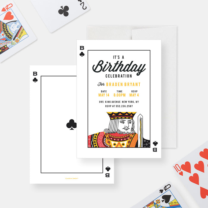 Casino Birthday Invitation Card with King of Clubs Design, Poker Night Party Invites for Mens Birthday, Casino Party Invitation for Him, Gambling Birthday Invitation
