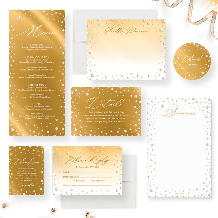 Pearl Themed Womens Birthday Party Invitation Card, Pearls of Wisdom Invite Card for 50th 60th 70th 80th Birthday Celebration