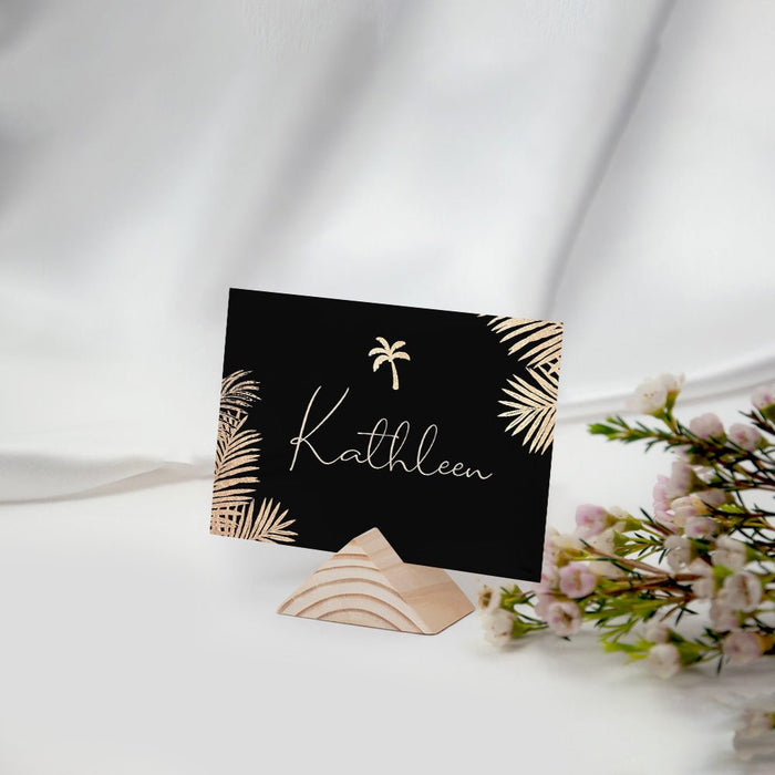 Black and Gold Wedding Invitation with Tropical Palm Leaves, Elegant Summer Wedding Engagement Invitation Card, Tropical Wedding Anniversary Invitation