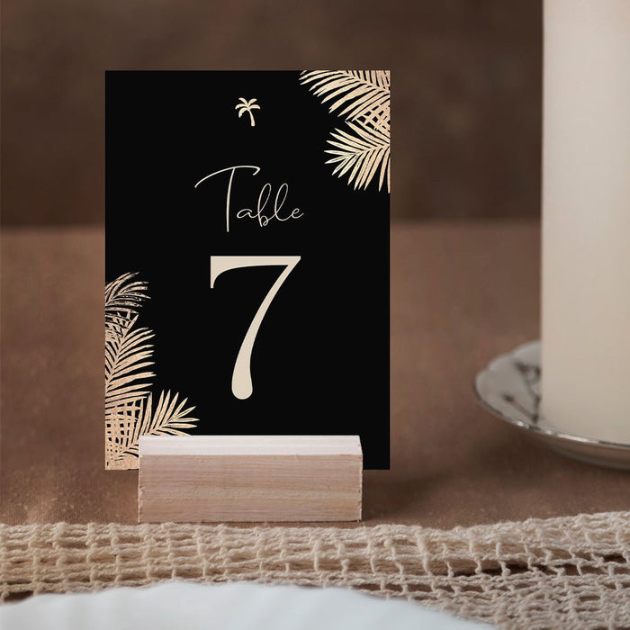 Black and Gold Wedding Invitation with Tropical Palm Leaves, Elegant Summer Wedding Engagement Invitation Card, Tropical Wedding Anniversary Invitation