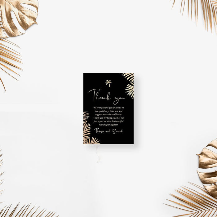 Black and Gold Wedding Invitation with Tropical Palm Leaves, Elegant Summer Wedding Engagement Invitation Card, Tropical Wedding Anniversary Invitation