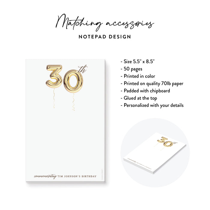 30th Birthday Invitation Golden Balloon Design Surprise Party