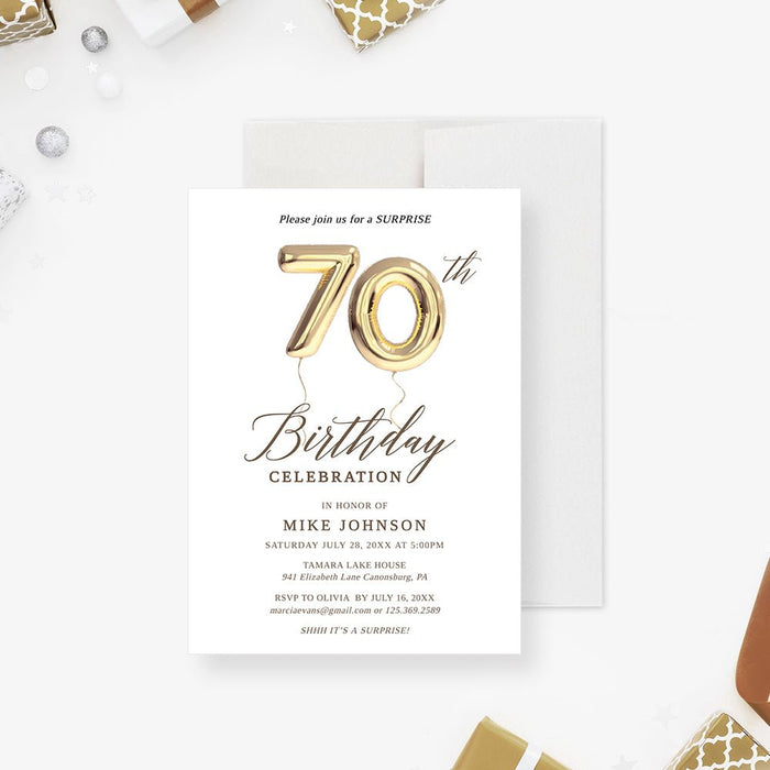 70th Party Invitation Editable Template, Seventy Birthday Balloon Printable Digital Download, 70th Business Wedding Anniversary