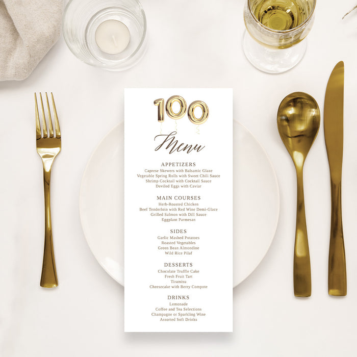 100th Birthday Party Invitations with Golden Balloons, 100th Business Anniversary Invites, Centenary Party Invitations, 100 Years