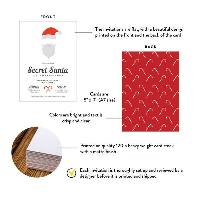 Secret Santa Invitation Christmas Gift Exchange Party Card