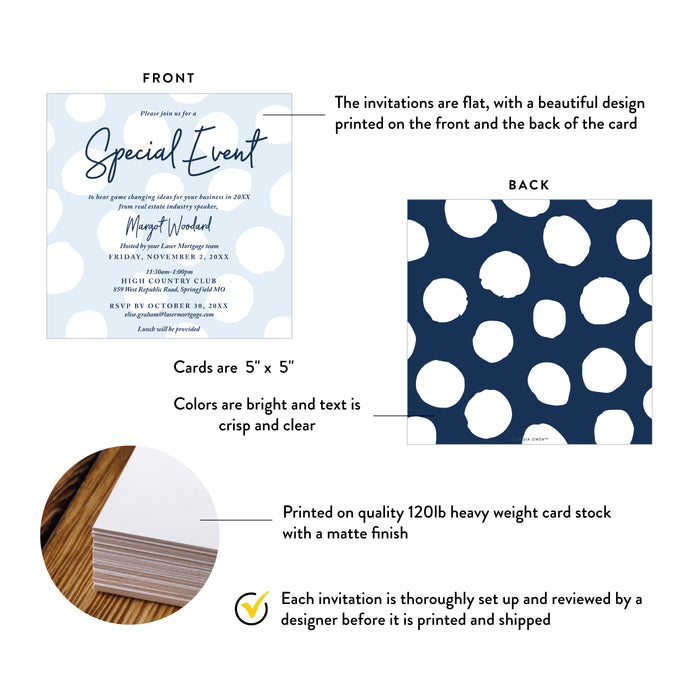Blue Polka Dot Corporate Special Event Invitation
