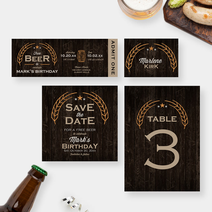 Beers and Cheers Birthday Party Invitation Card, Rustic Invitation for Mens Birthday Bash, Huggies and Chuggies Birthday Bash Invites, Free Bear Party Invitation with Barrel