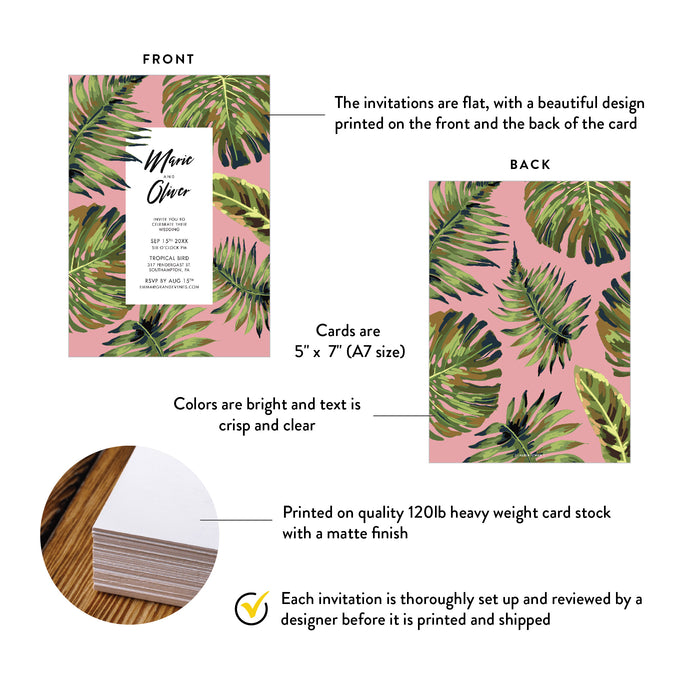 Tropical Wedding Invitation Greenery Palm Leaf Design
