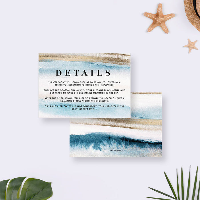Elegant Beach Destination Wedding Invitation Card, Ocean Wedding Invitations, Coastal Invite Cards, Summer Wedding Invites, Seaside Wedding Anniversary Invitation