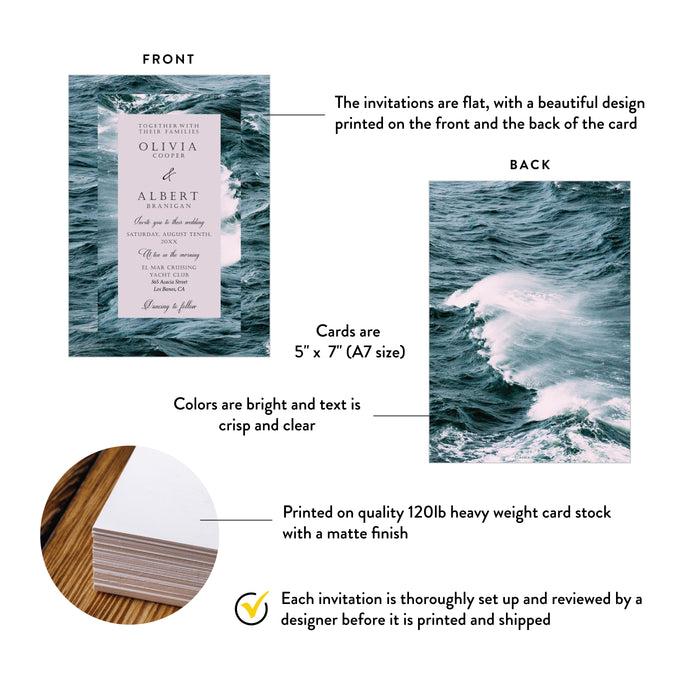 Personalized Coastal Wedding Invitation Ocean Waves