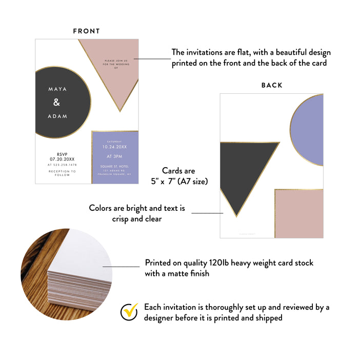 Geometric Wedding Invitation with Modern Color Block Design
