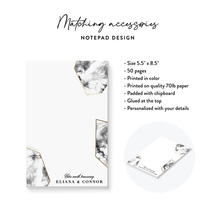 Black Wedding Invitation with Marble Geometric Design