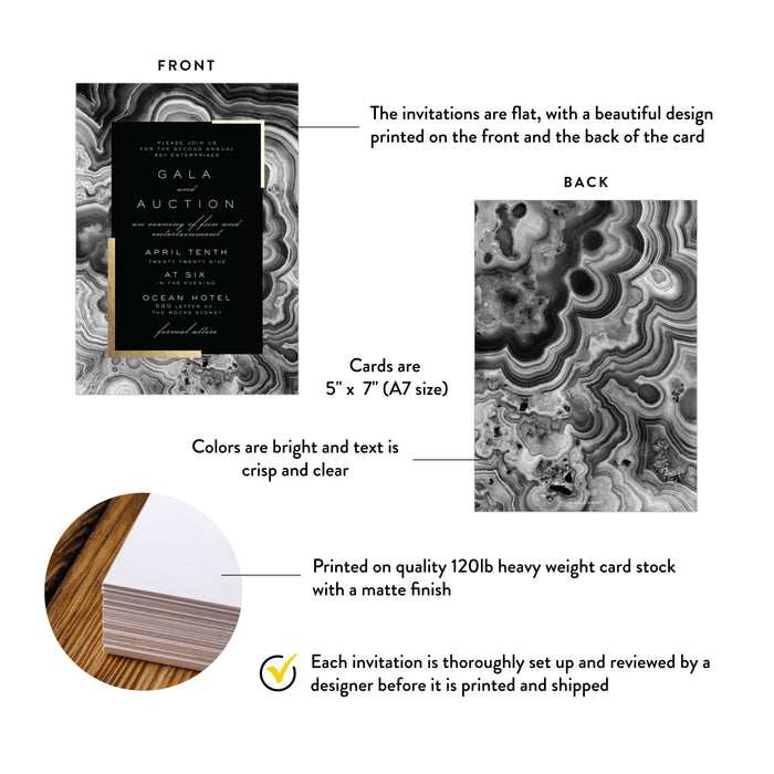 Gala and Auction Invitation Black Geode Design