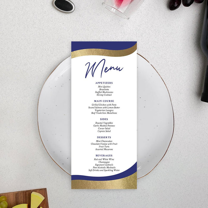 Blue and Gold Business Invitation Card for Launch Party, Business Grand Opening Invitation, Corporate Gala Dinner Invites, Annual Appreciation Dinner Invites